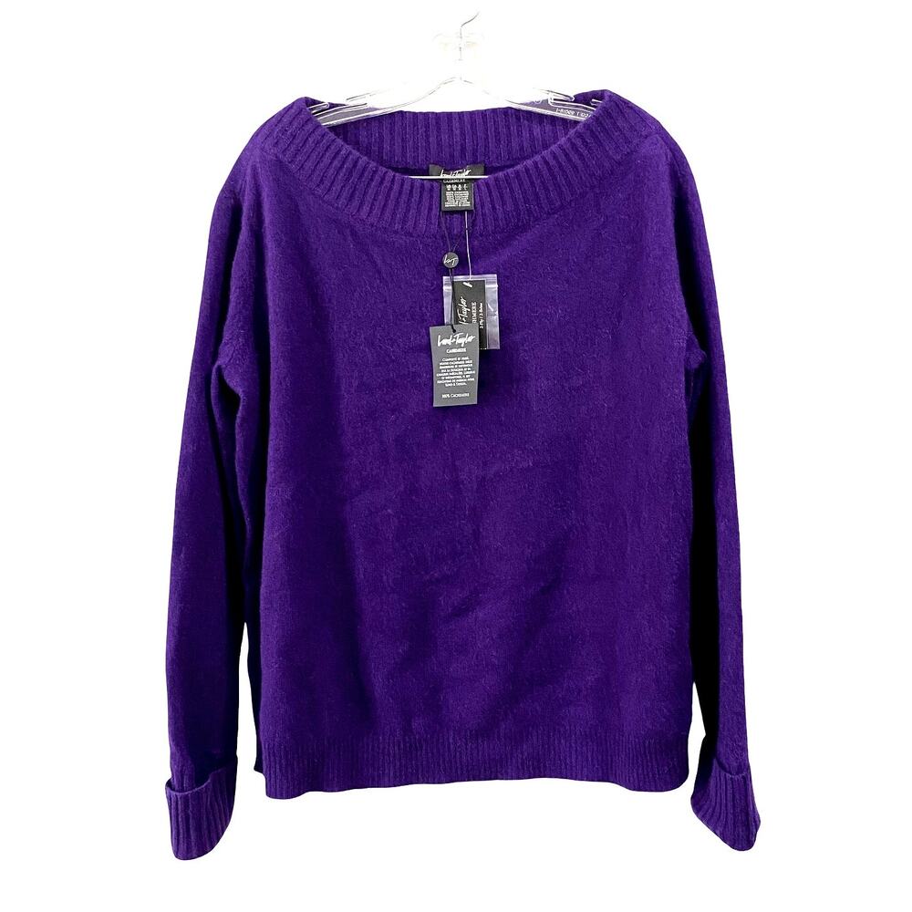 NWT Lord & Taylor Purple 100% Cashmere Pullover Sweater Size M